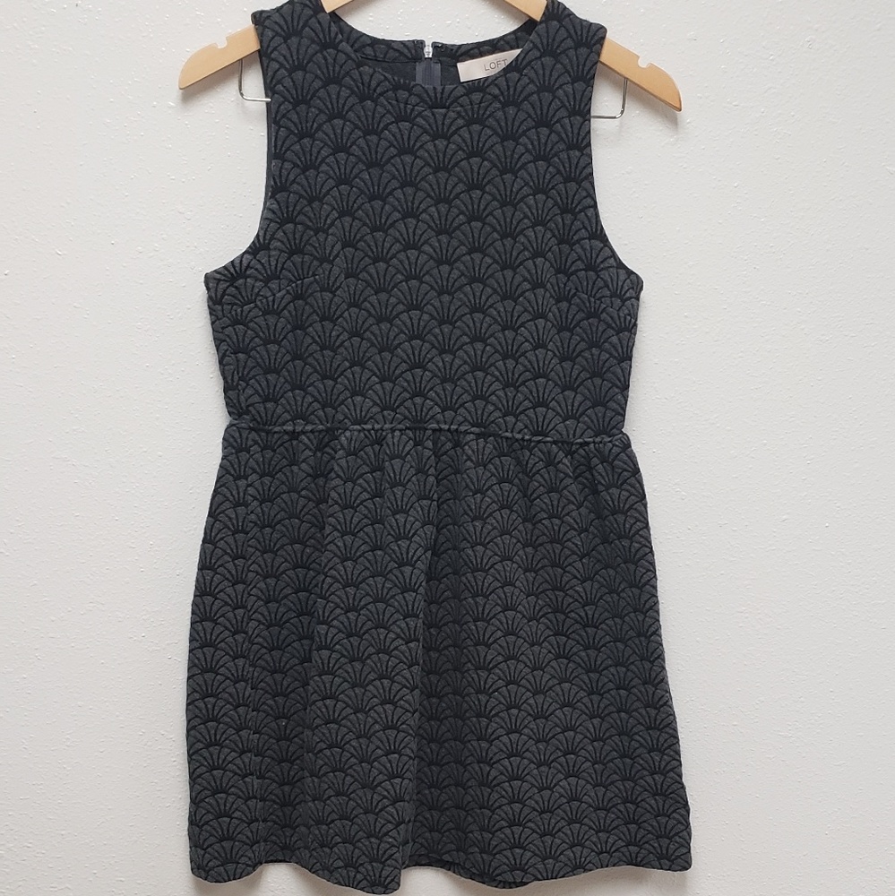 LOFT Gray and Black Wool Dress